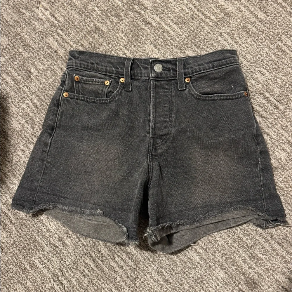 Levi's Black Jean Shorts Distressed Cut-Off Style - Picture 1 of 3